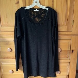 EUC Maurices Black Long Sleeve sweatshirt with Lace and grommets Accents